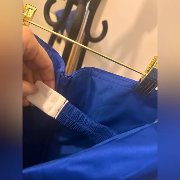 A-line Elegant Off-Shoulder Blue Gown - Picture 8 of 15